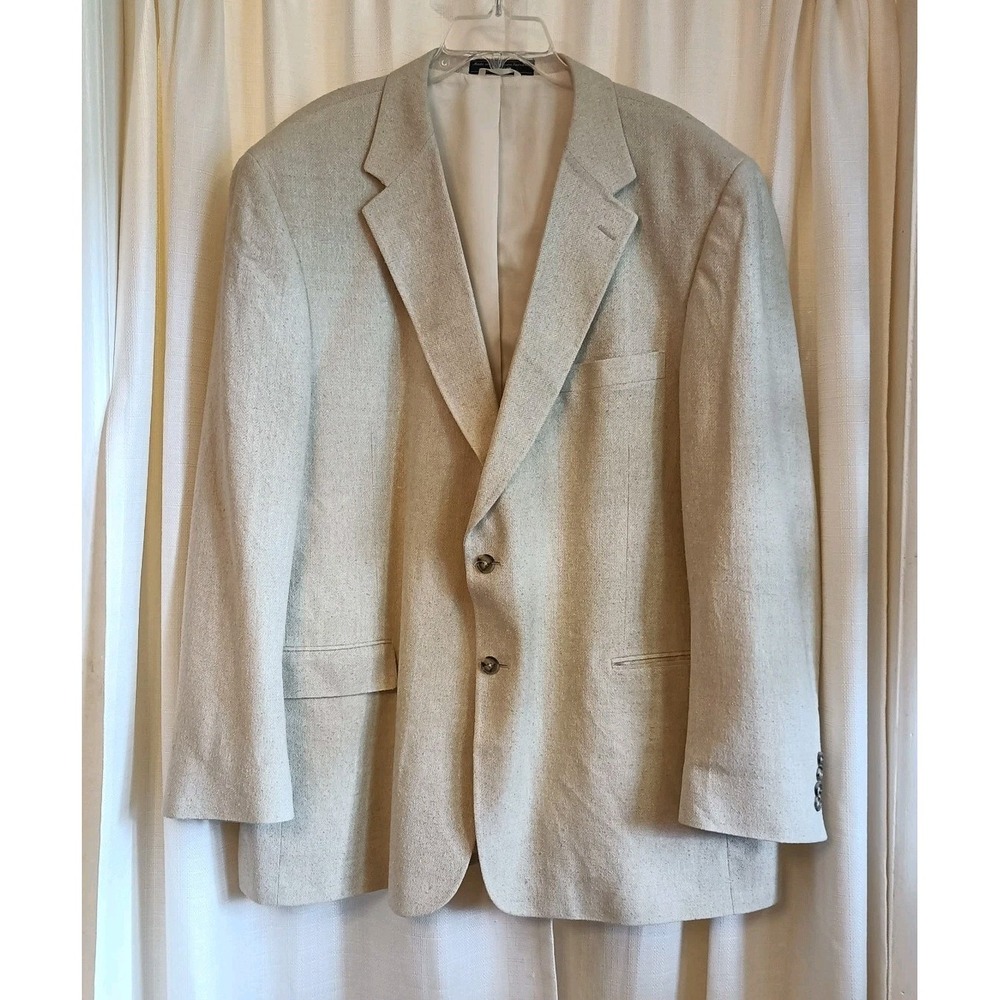 Vtg Bert Pulitzer Men's Size 50L‎ 100% Silk Ivory 2 Button Blazer